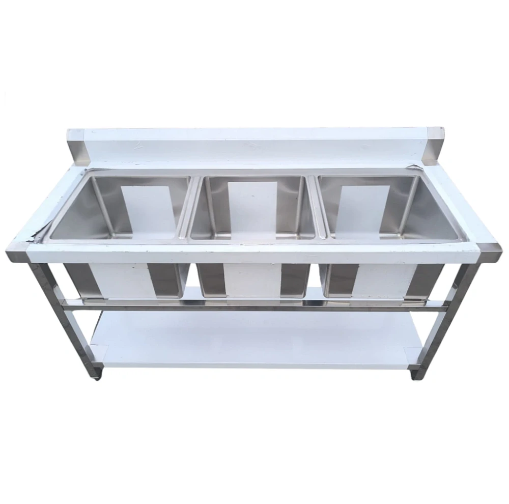 Gastro nerez trojdřez, 150x60x85, s policí, k sestavení