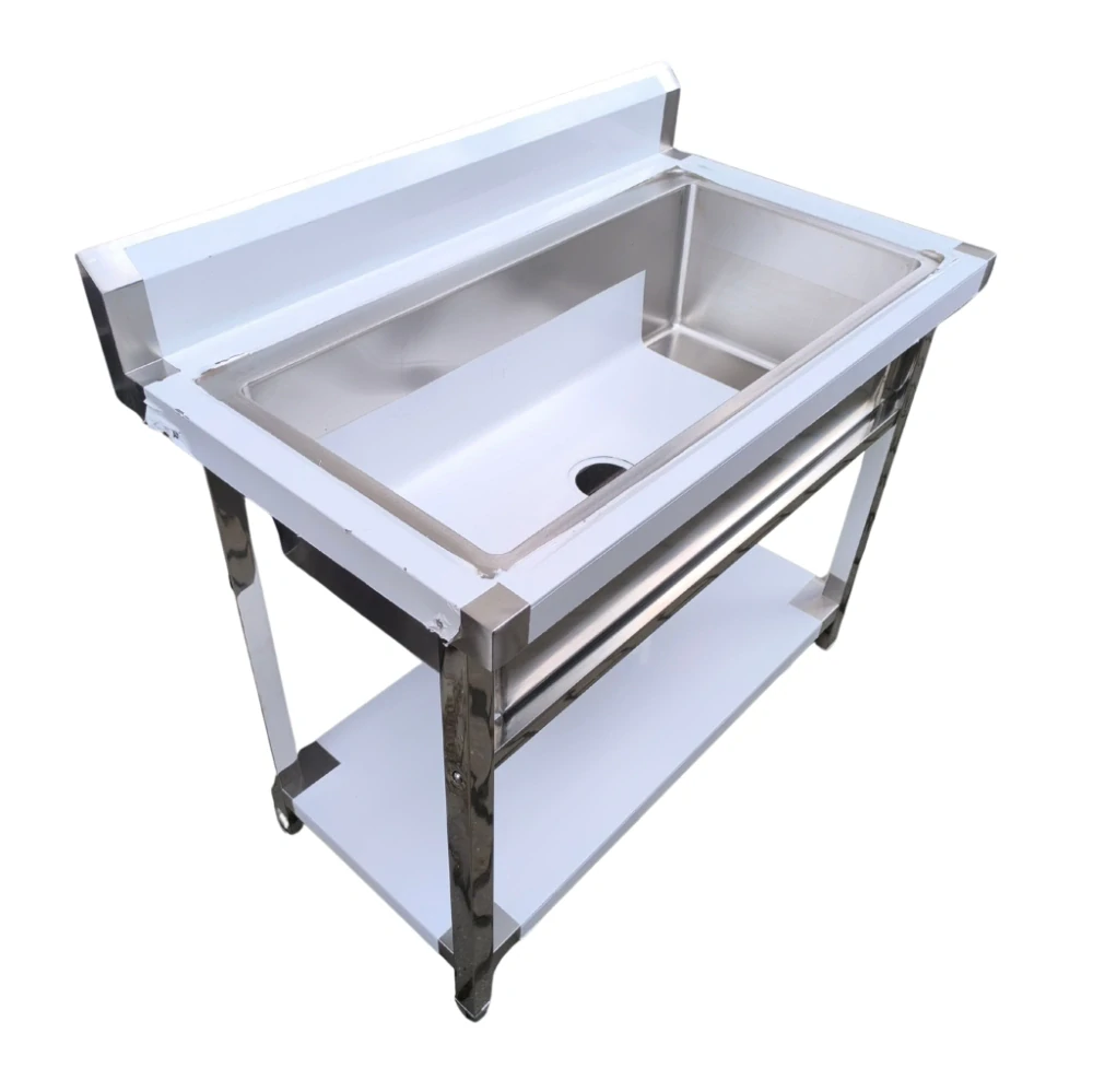 Gastro nerez dřez, 100x60x85, s policí, sestavený