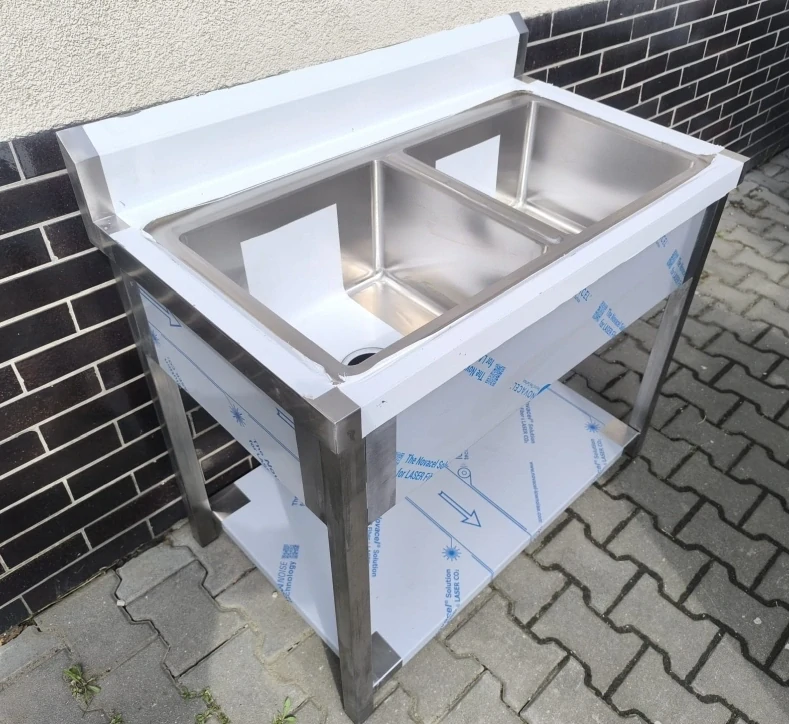 Gastro nerez dvojdřez, 100x60x85 cm, bez police