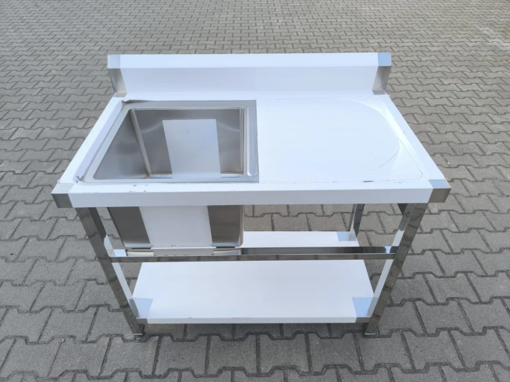 Gastro nerez dřez, 100x60x85, s policí, dřez vlevo, odkap vpravo