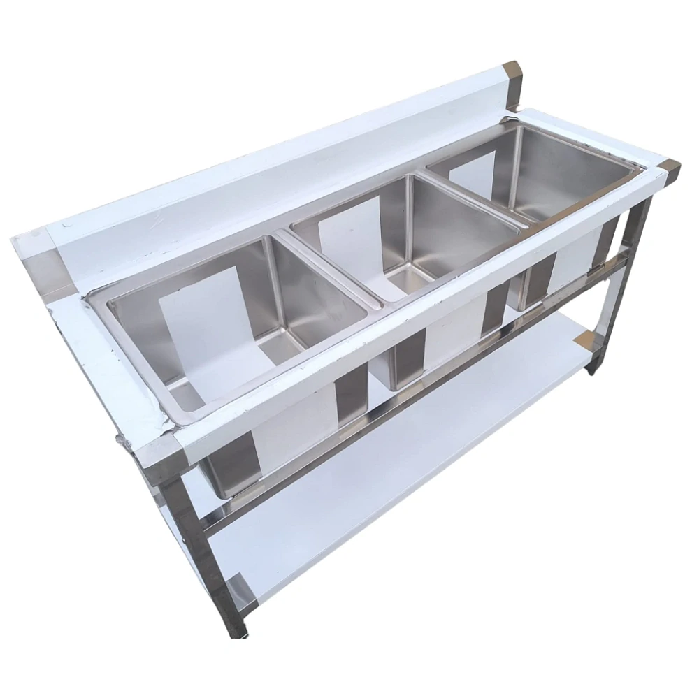 Gastro nerez trojdřez, 150x60x85, s policí, k sestavení