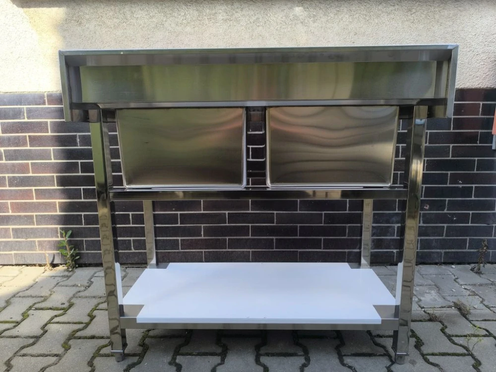 Gastro nerez dvojdřez, 120x60x85, s policí, k sestavení