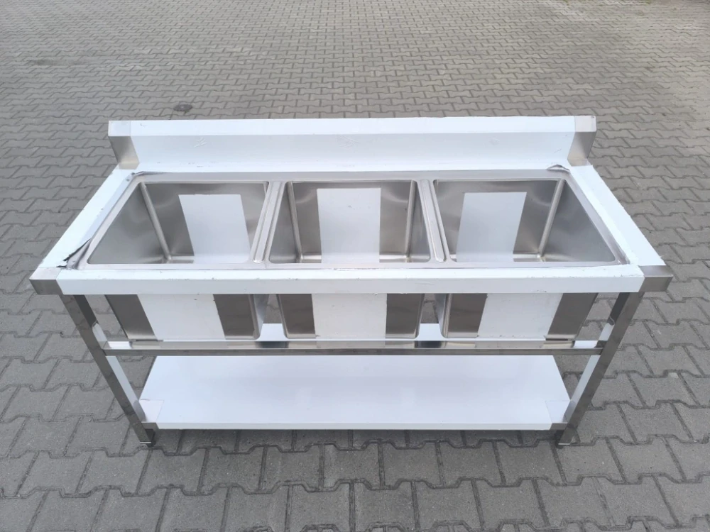 Gastro nerez trojdřez, 150x60x85, s policí, k sestavení
