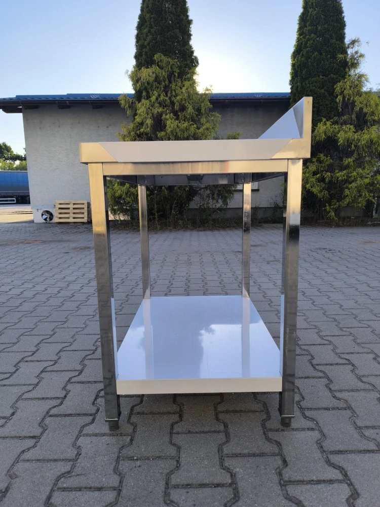 Nerez pracovní stůl 90x60x85, s policí, se zadním lemem