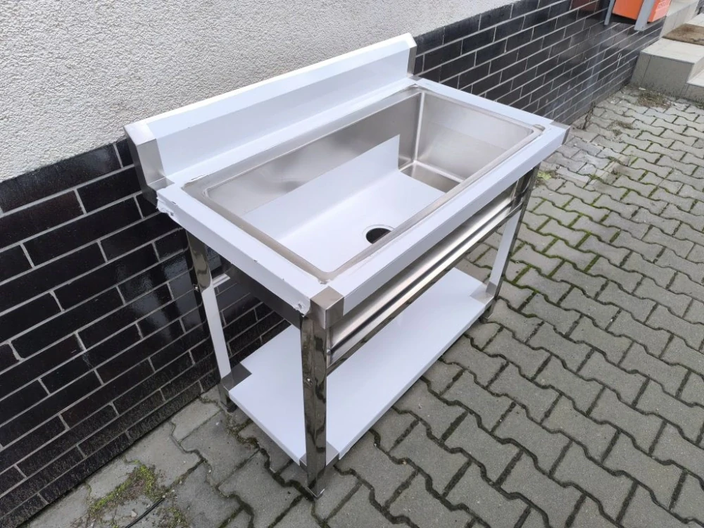 Gastro nerez dřez, 100x60x85, s policí, sestavený